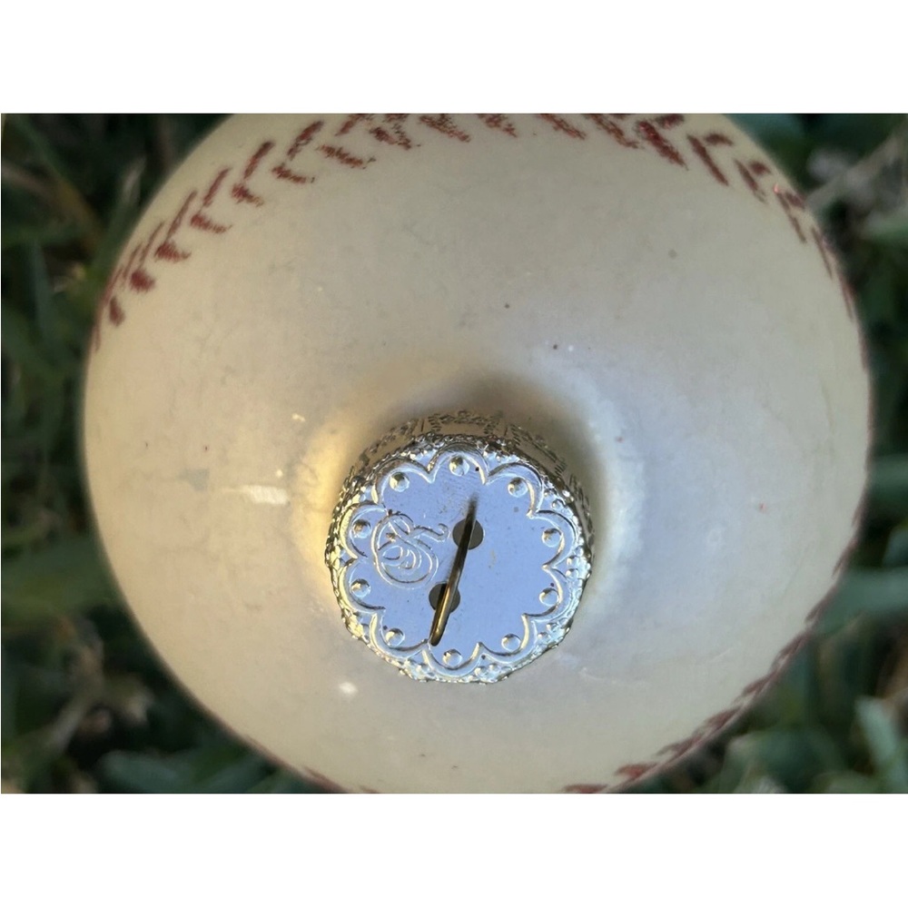 Vintage Baseball Christmas Ornaments Lot Of‎ 6 Off White Red Glitter - Picture 6 of 6